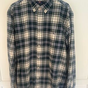 Vineyard Vines Green and Blue Plaid Button-Down Shirt